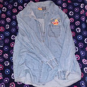 disney winnie the pooh thin denim jacket/button up